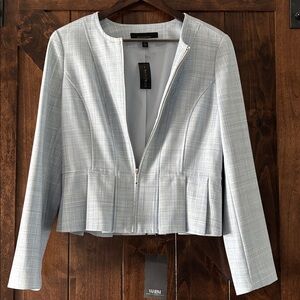 NWT White House Black Market plaid Blue-white soft plaid Blazer Jacket sz 12